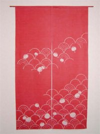 Kyoto Noren SB Japanese batik door curtain Nami Wave rose 85cm x 150cm