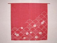 Kyoto Noren SB Japanese batik door curtain Nami Wave rose 85cm x 90cm