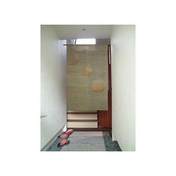 Photo2: Kyoto Noren SB Japanese batik door curtain Tsuki Moon green 88cm x 150cm