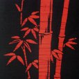 Photo2: Kyoto Noren SB Japanese batik door curtain Take Bamboo red/black 85cm x 90cm (2)