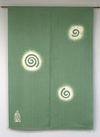 Kyoto Noren SB Japanese batik door curtain Uzumaki Whirlpool green 85cm x 120cm