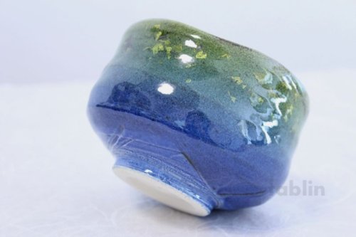 Other Images1: Kutani porcelain tea bowl Yura kinsai gold blue chawan Matcha Green Tea Japanese