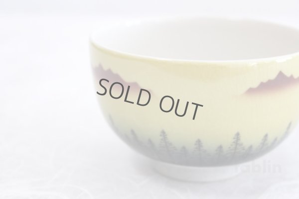 Photo4: Kutani porcelain tea bowl forest mountains chawan Matcha Green Tea Japanese