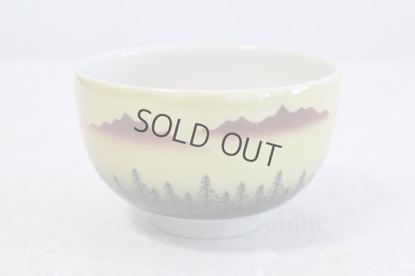 Photo2: Kutani porcelain tea bowl forest mountains chawan Matcha Green Tea Japanese