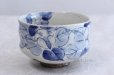 Photo1: Kutani porcelain tea bowl deep blue camellia chawan Matcha Green Tea Japanese (1)