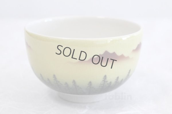 Photo3: Kutani porcelain tea bowl forest mountains chawan Matcha Green Tea Japanese