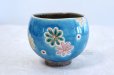 Photo1: Kutani porcelain ippuku tea bowl chawan Matcha Green Tea Japanese blue flower (1)