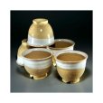 Photo1: Hagi ware Senryuzan climbing kiln Japanese yunomi tea cups hai nuri set of 5 (1)