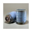 Photo5: Hagi ware Senryuzan climbing kiln Japanese tea cups light blue glaze set of 2 (5)