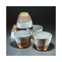 Hagi ware Senryuzan climbing kiln Japanese yunomi tea cups kumi nuri set of 5