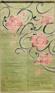 Photo1: Kyoto Noren MYS Japanese Linen door curtain Sakura olive 88 x 150cm (1)