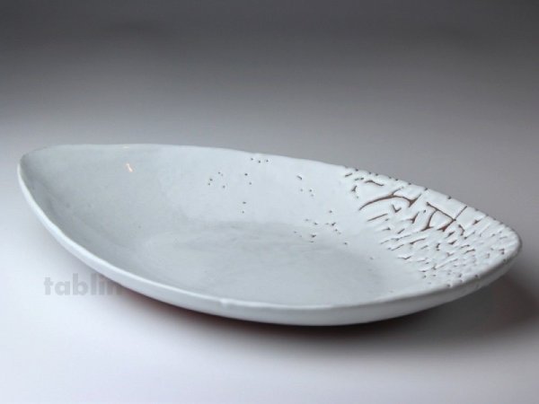 Photo1: Hagi ware Japanese Serving plate White glaze Oval W300mm