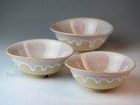 Hagi ware Japanese bowls Shizuku Dew W130mm set of 3