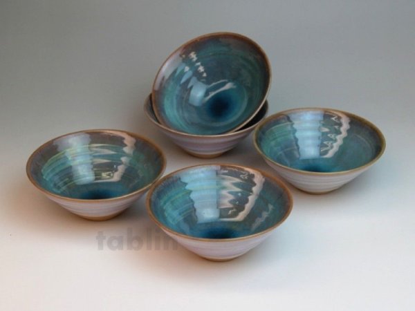 Photo1: Hagi ware Japanese bowls Sea breeze W115mm set of 5