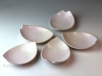 Hagi ware Japanese plates Sakura W130mm set of 5