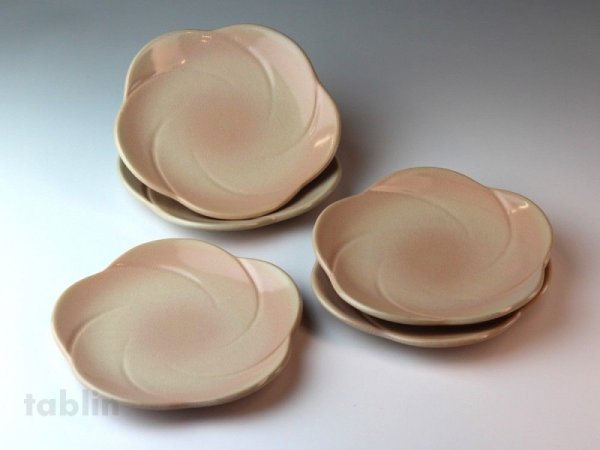 Photo1: Hagi ware Japanese plates Plum W145mm set of 5