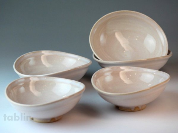 Photo1: Hagi ware Japanese bowls Elegance W130mm set of 5