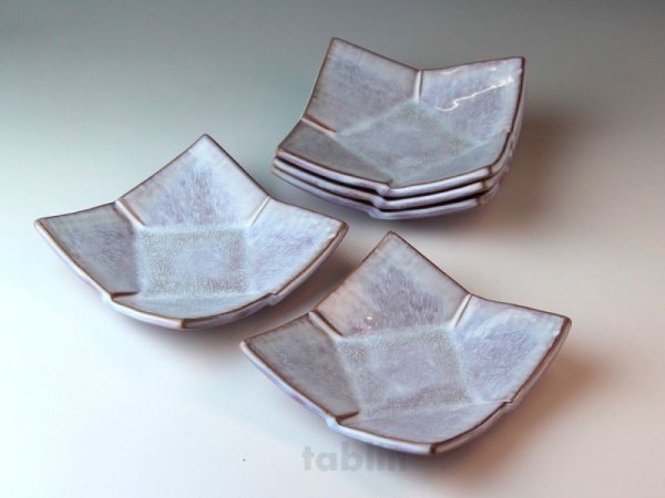 Photo1: Hagi ware Japanese plates Haritei W125mm set of 5
