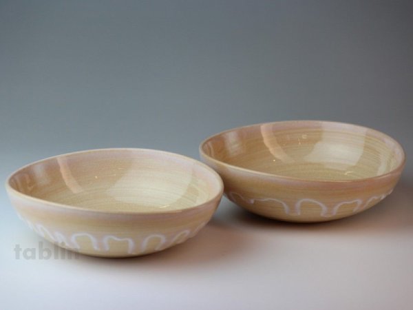 Photo1: Hagi ware Japanese bowls Shizuku Dew W170mm set of 2