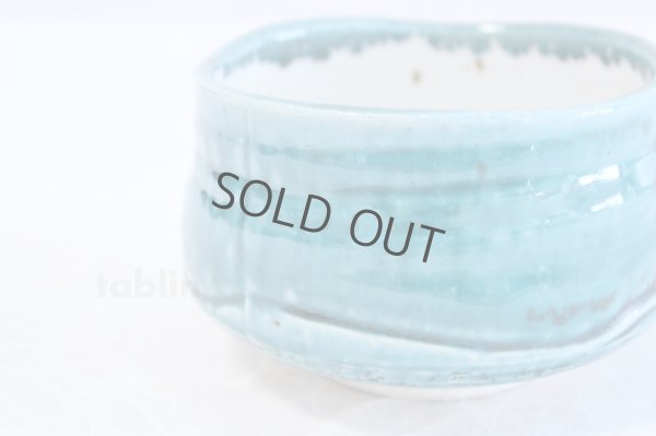 Photo3: Tokoname ware Japanese matcha tea bowl chawan wan turquoise blue waters iguchi