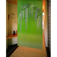 Kyoto Noren MS Japanese door curtain Fuji Wisteria green 85 x 150cm