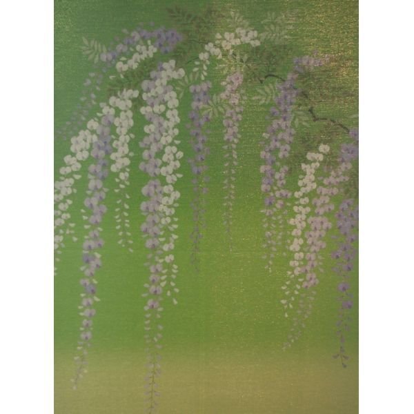 Photo2: Kyoto Noren MS Japanese door curtain Fuji Wisteria green 85 x 150cm