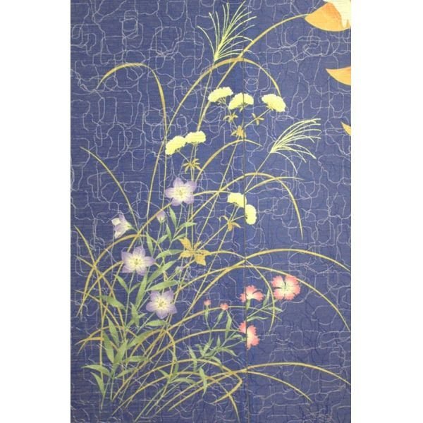 Photo3: Kyoto Noren MS Japanese door curtain Moon and Rabbits blue 85 x 150cm