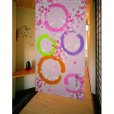 Photo1: Kyoto Noren MS Japanese door curtain Shitifuku Rabbits Sakura pink 85 x 150cm (1)