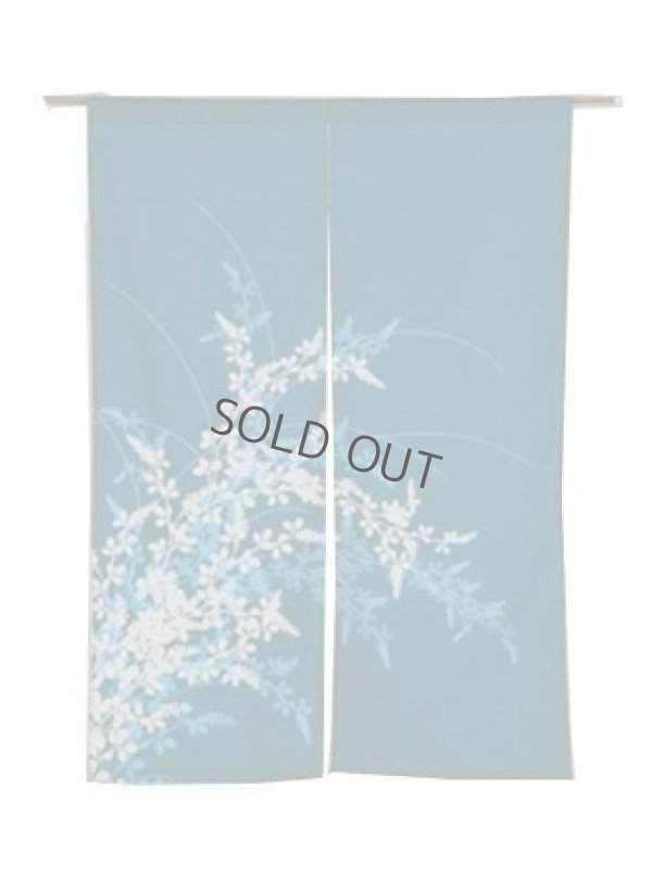 Photo1: Kyoto Noren KWOS Japanese door curtain Hagi Lespedeza blue 85 x 120cm