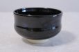 Photo1: Kiyomizu Kyoto porcelain Japanese matcha tea bowl chawan Rinzan black blue-dot (1)