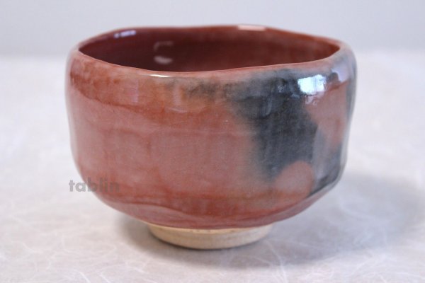 Photo2: Aka red Raku ware Shoraku Sasaki Japanese matcha tea bowl chawan