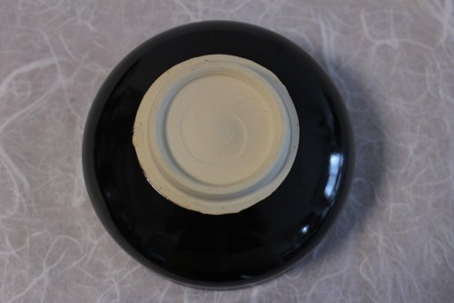 Other Images1: Kiyomizu Kyoto porcelain Japanese matcha tea bowl chawan Rinzan black blue-dot
