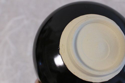 Other Images2: Kiyomizu Kyoto porcelain Japanese matcha tea bowl chawan Rinzan black blue-dot