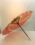 Photo3: Japanese umbrella bull's-eye Bangasa Wagasa bamboo arabesque design sakura red