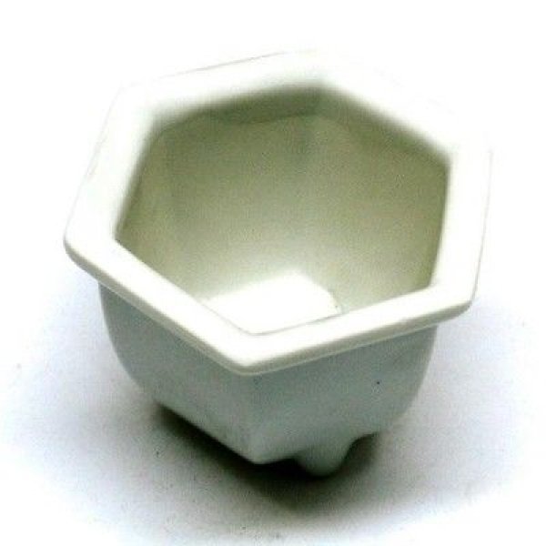 Photo1: Seto porcelain Japanese bonsai plant garden tree flower pot white hexagonal