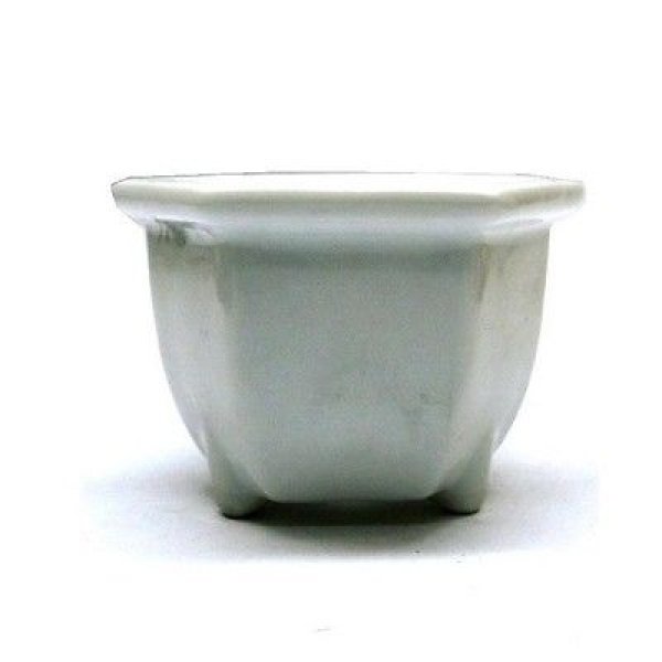 Photo3: Seto porcelain Japanese bonsai plant garden tree flower pot white hexagonal