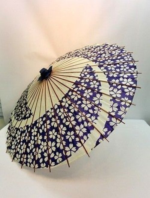 Other Images1: Japanese umbrella bull's-eye Bangasa Wagasa bamboo arabesque design sakura navy