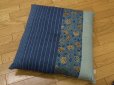 Photo1: Shantan Japanese Cushion IC komaki flower rose blue 55 x 59cm (1)