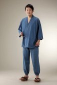 Photo5: Japanese Separated Kimono traditional style denim cotton SAMUE unisex 2 set (5)