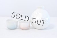 Kutani Porcelain Japanese Sake cup & Sake bottle set Ginsai soroe