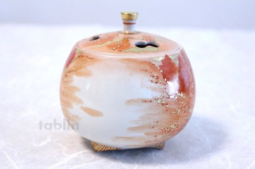 Other Images2: Kutani Porcelain Japanese incense burner red Sansui M3 H10cm