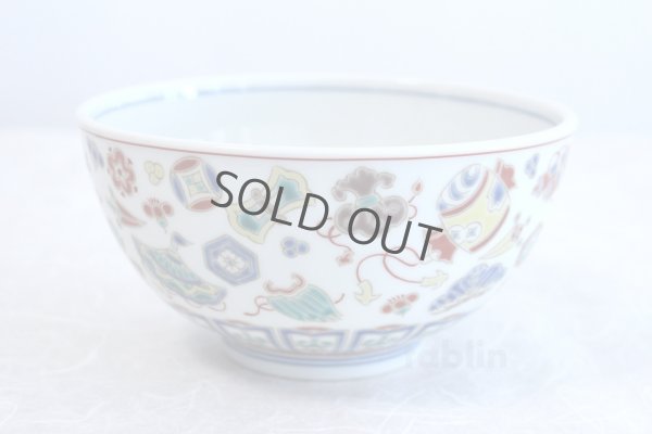 Photo1: Kutani porcelain Japanese Rice Soup Noodle bowl gold mine Seiko kiln D164mm