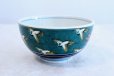 Photo1: Kutani porcelain Japanese Rice Soup Noodle bowl crane karuta Seiko kiln D164mm (1)