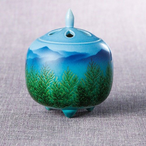 Other Images3: Kutani Porcelain Japanese incense burner Konryurenzan blue H10.5cm