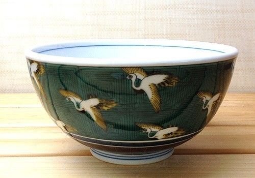 Other Images2: Kutani porcelain Japanese Rice Soup Noodle bowl crane karuta Seiko kiln D164mm