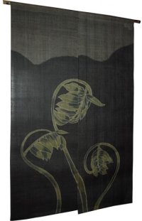 Noren Mitsuru Japanese linen door curtain Kakishibu zenmai grass 88 x 150cm