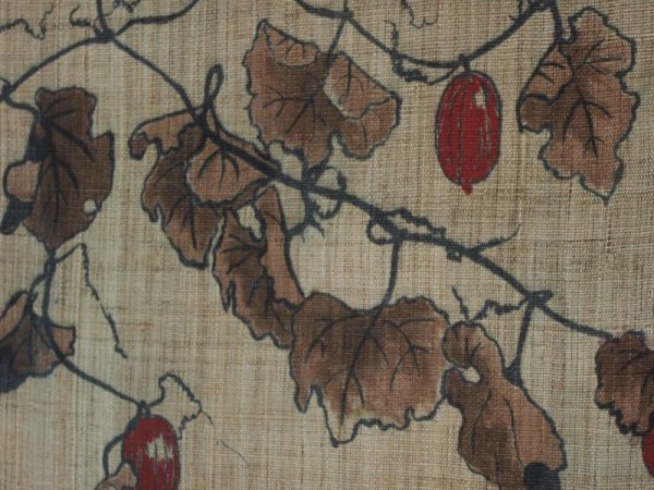 Photo2: Noren Mitsuru Japanese linen door curtain Kakishibu Trichosanthes 88 x 150cm
