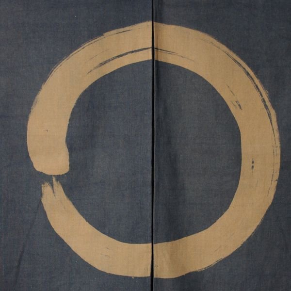 Photo2: Noren Mitsuru Japanese cotton door curtain Kakishibu enso navy aizome 88 x 150cm
