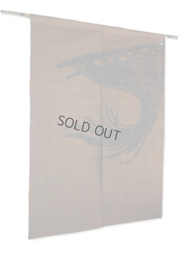 Photo1: Noren Mitsuru Japanese linen door curtain Kakishibu nawa rope 88 x 150cm