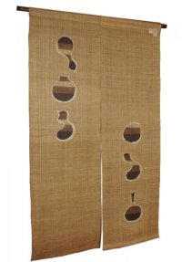 Noren Mitsuru Japanese linen door curtain Kakishibu hyotan gourd 88 x 150cm